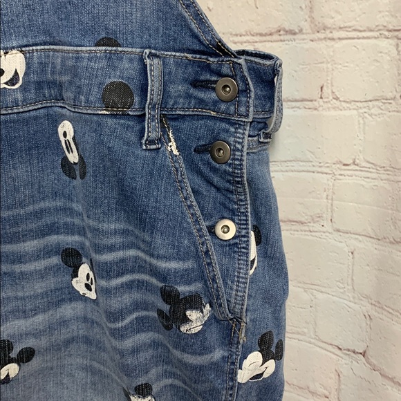 Disney Mickey Mouse Jean Shortalls Short Overalls Size 26 - Picture 2 of 5